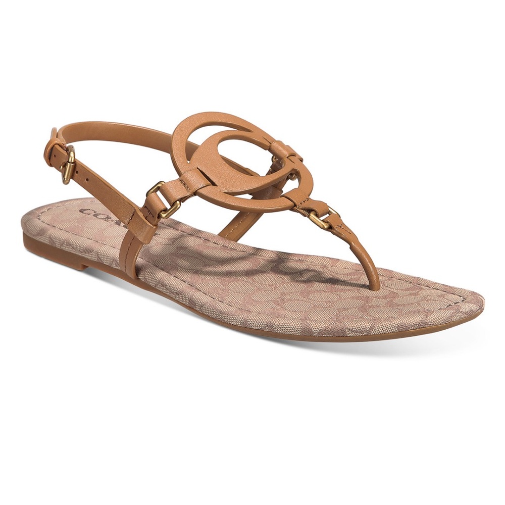 Coach Tan Logo Thong Sandals